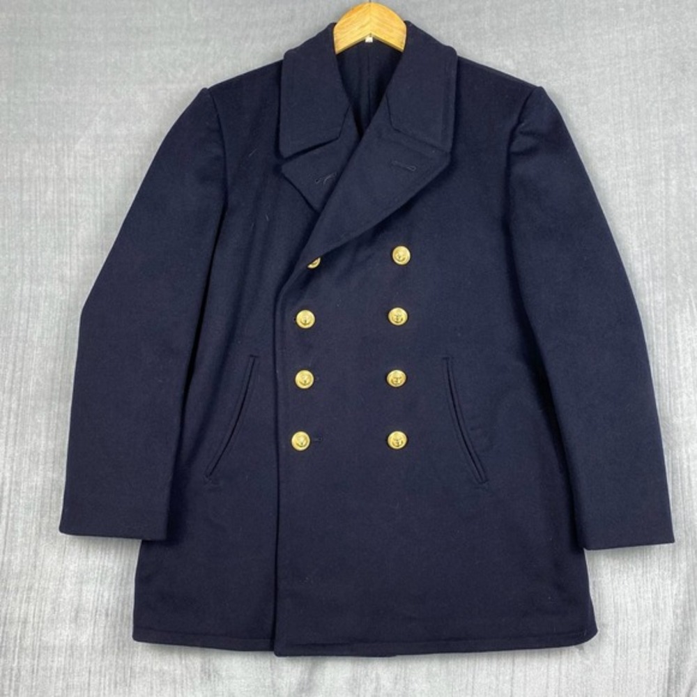 Vtg Pea Coat Womens 12 Navy Wool Winter Overcoat‎ Naval Nautical Heritage